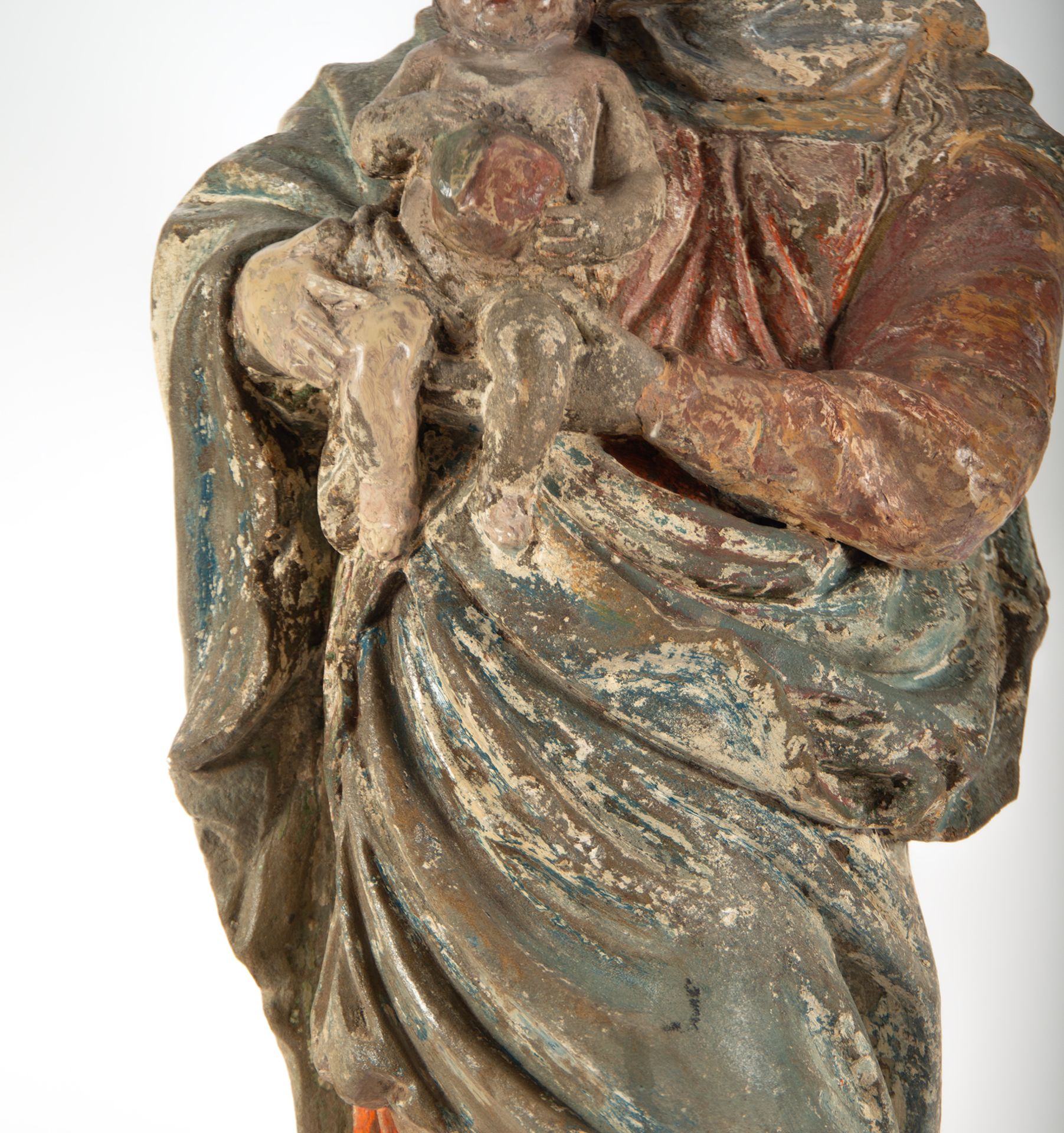 Virgin with Child in polychrome stone, Talleres de Malines, XV - XVI centuries - Bild 8 aus 14