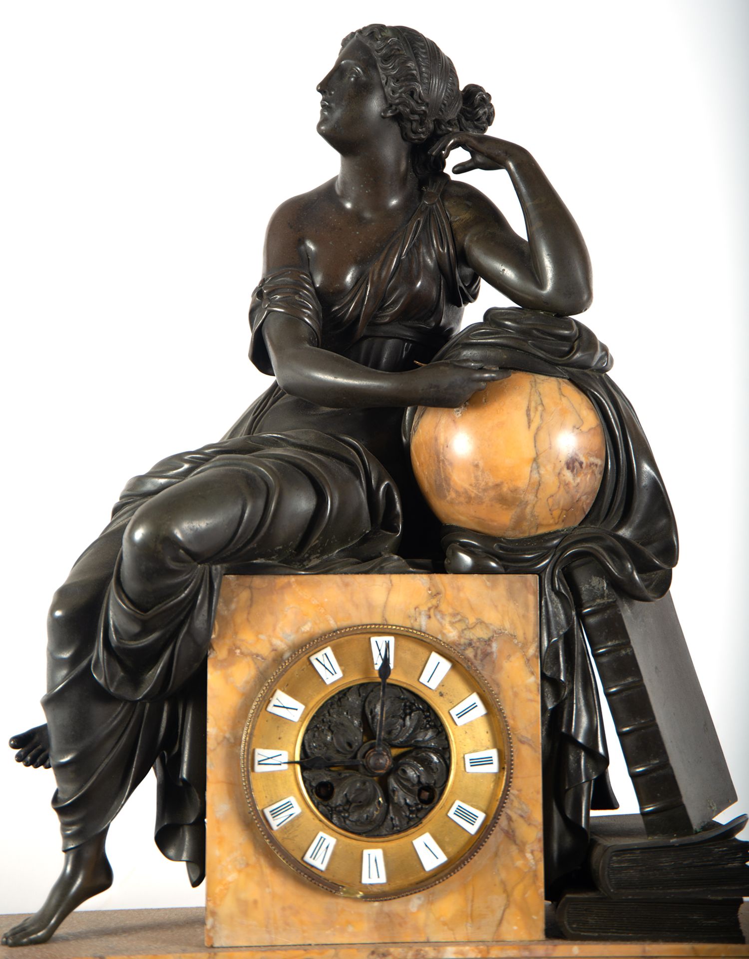 Clock in patinated bronze and marble from Aleppo representing the Goddess Sophia, Empire style, 19th - Bild 2 aus 5