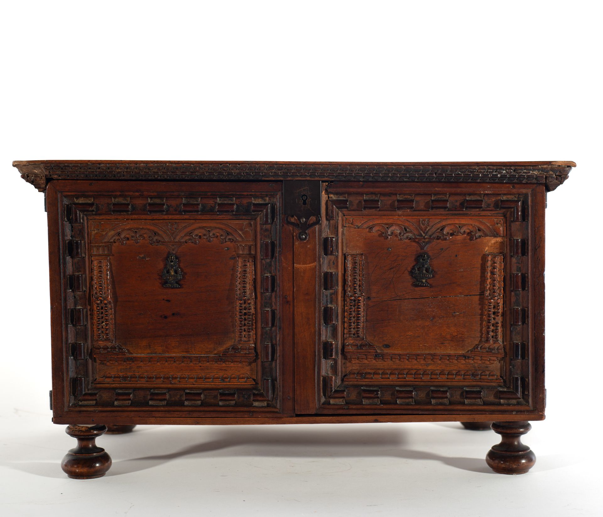 Exceptional plateresque chest in fruit wood, boxwood and marquetry, Spanish Renaissance, mid-16th ce