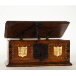 Plateresque style box in fruit wood and bone marquetry, Spanish school of the 19th - 20th centuries