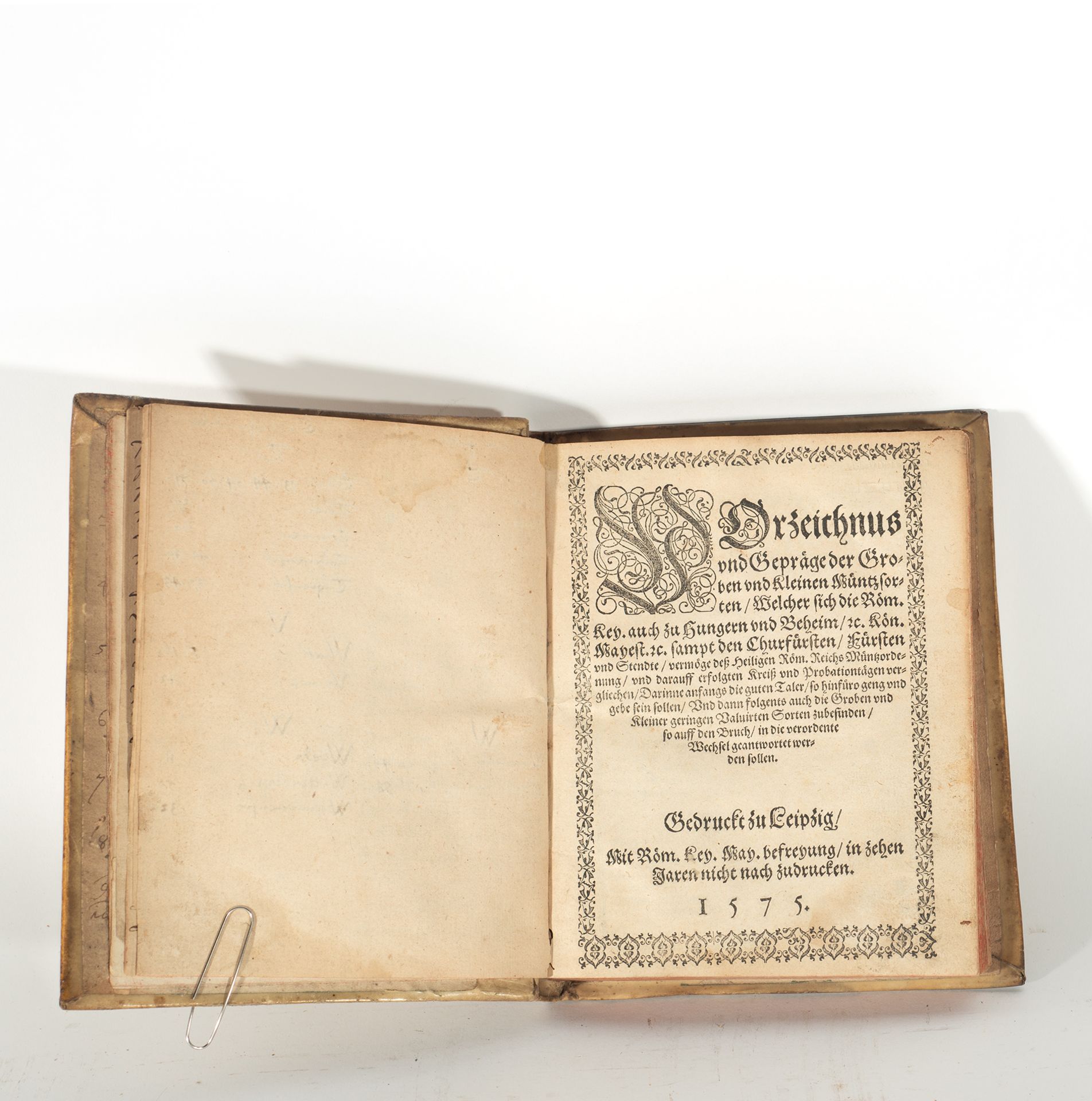 German book of exchange rates, 16th century, Leipzig, dated 1575