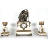 Bronze and white marble garniture with two cassolettes, "Allegory of Motherhood", 19th century