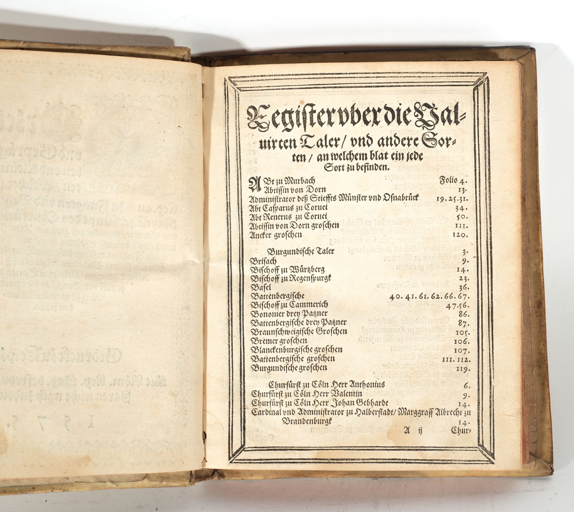 German book of exchange rates, 16th century, Leipzig, dated 1575 - Image 2 of 7