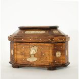 Renaissance style chest in fruit wood and carved bone applications, Spanish school of the 19th centu