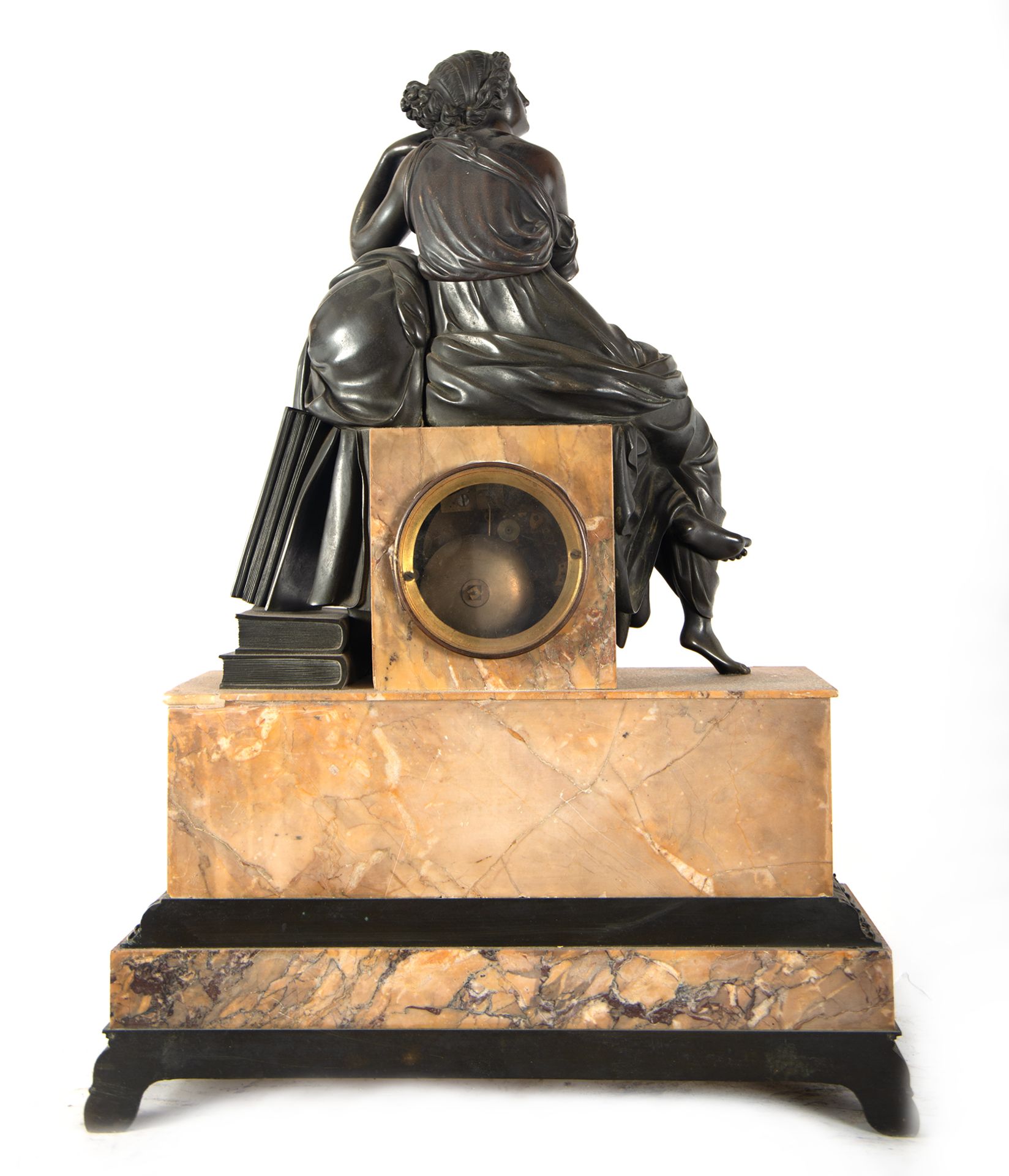 Clock in patinated bronze and marble from Aleppo representing the Goddess Sophia, Empire style, 19th - Bild 5 aus 5