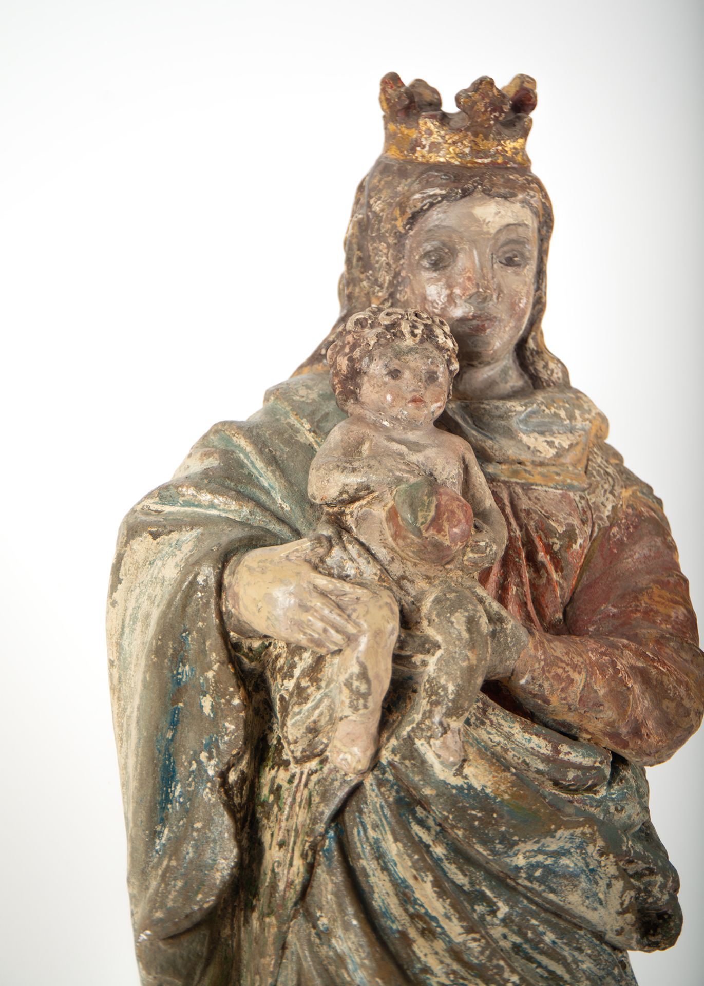 Virgin with Child in polychrome stone, Talleres de Malines, XV - XVI centuries - Bild 5 aus 14