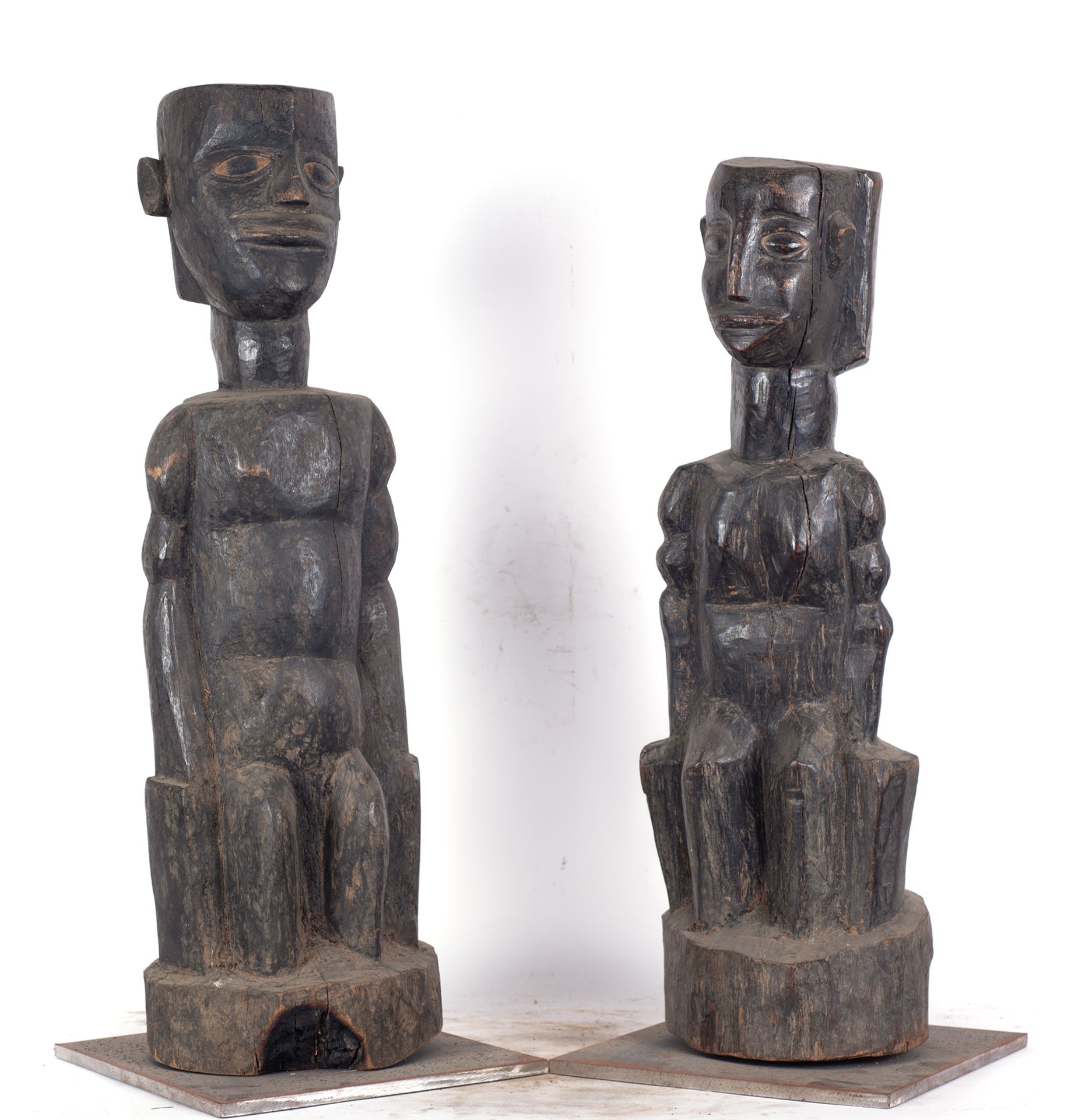 Pair of figures of man and woman, possibly Oceania - Image 2 of 6