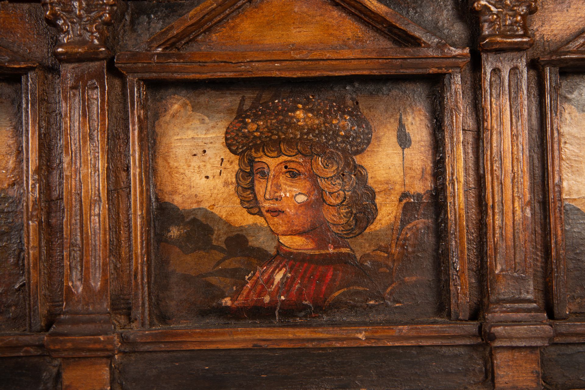 Florentine chest in Renaissance style in ebonized and polychrome wood, Italian school of the 19th ce - Bild 3 aus 11