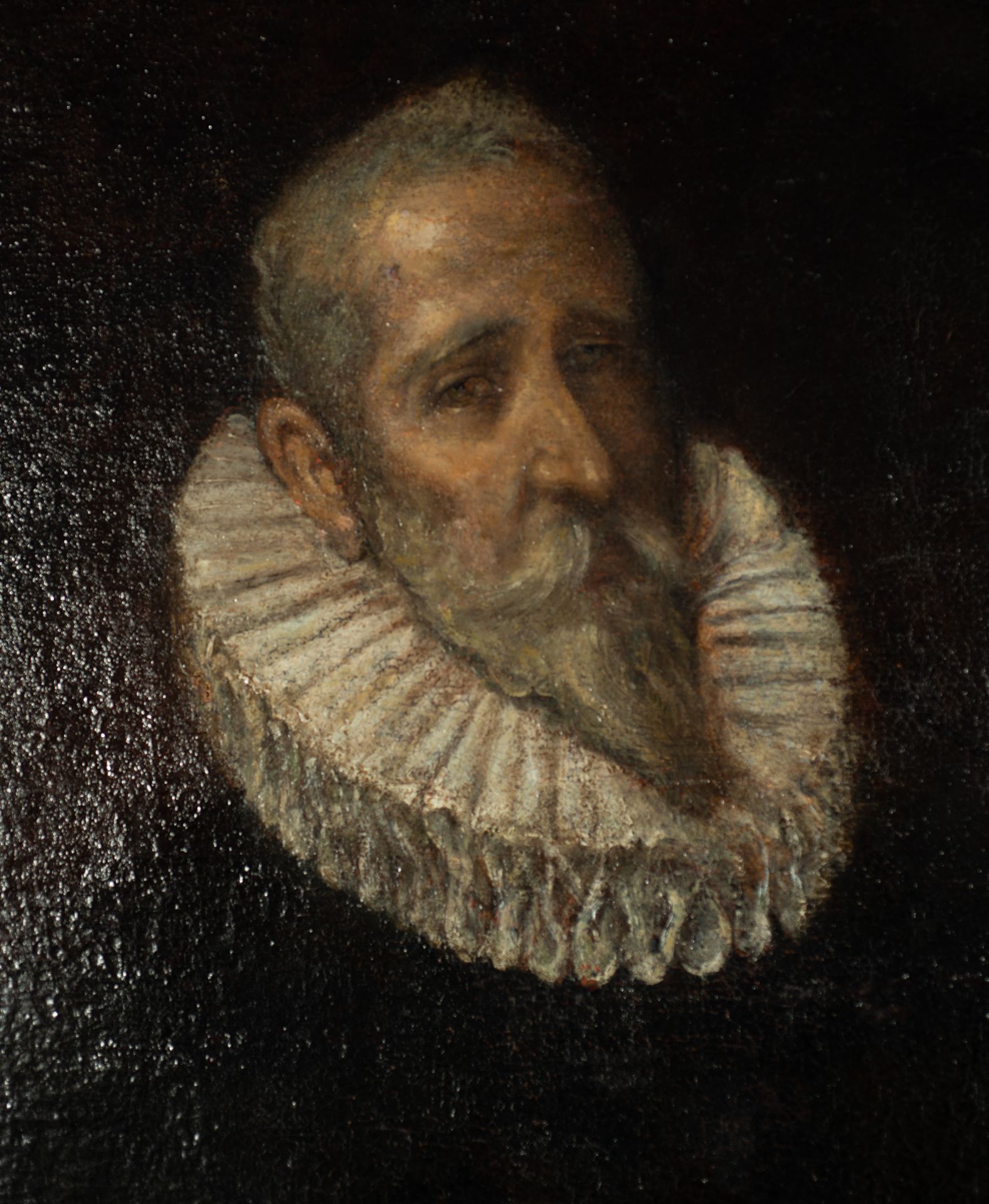 Portrait of Don Miguel de Cervantes, El Greco School, Toledo, 16th century - Image 2 of 7