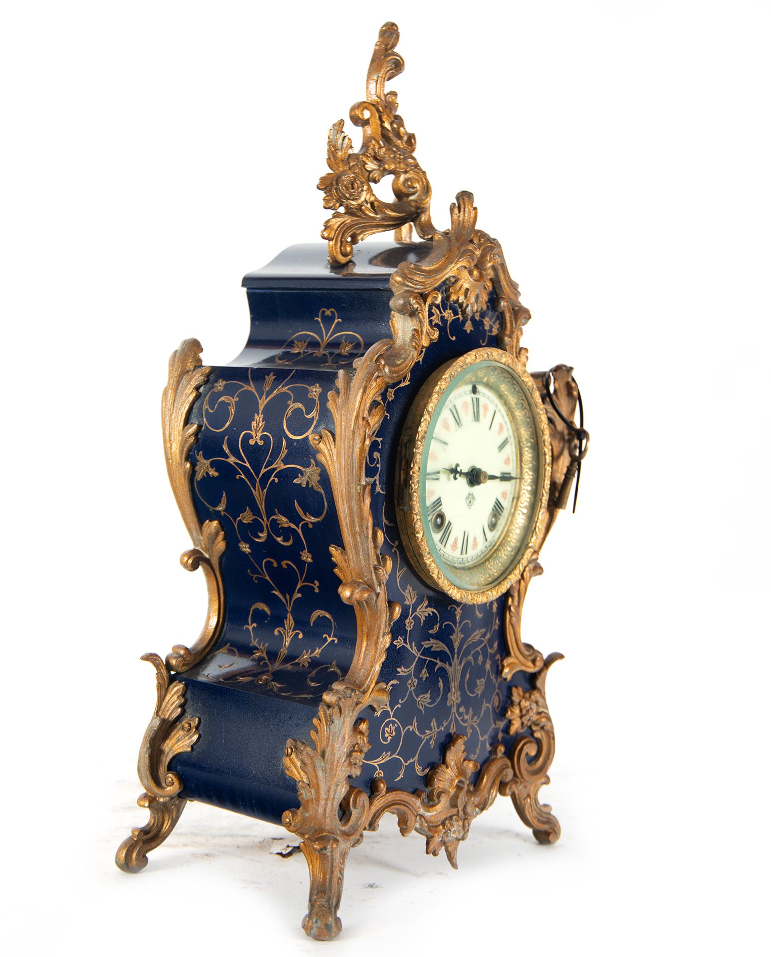 Louis XV style clock in gilt bronze and enamels, 19th century - Bild 2 aus 5