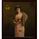 Portrait of a Lady with Heraldic Shield, Spanish school of the XIX - XX centuries, signed PP Molina