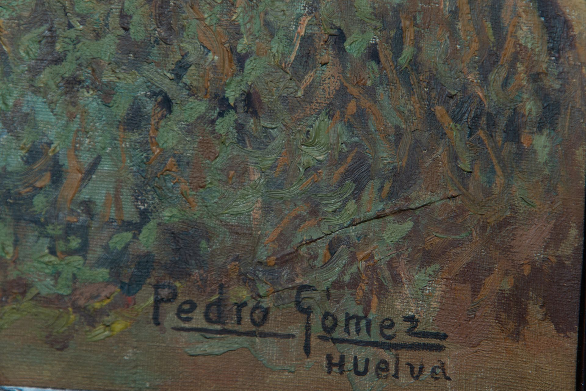 Andalusian landscape, signed Pedro Gómez (Huelva 1888 1961), Huelva, Spanish school of the XIX - XX  - Image 6 of 7