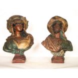 Pair of Orientalist Terracottas of Lady and Gentleman, Austrian school of the 19th - 20th century