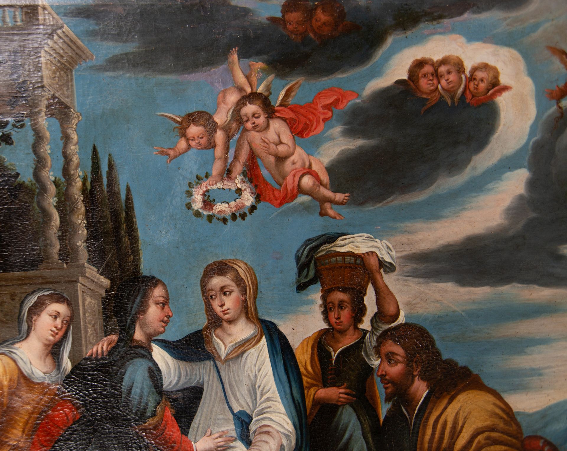 Coronation of the Virgin before Saint Anne and Saint Joachim, 17th century Spanish school - Bild 5 aus 10