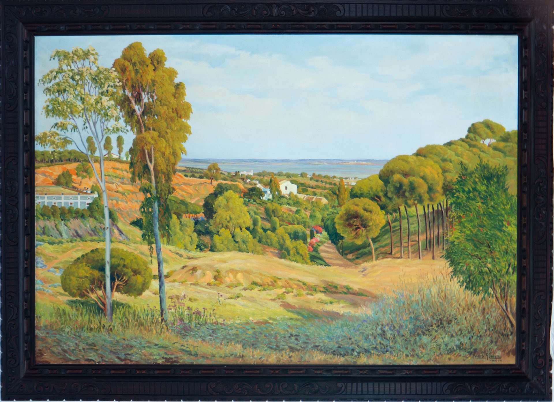 Andalusian landscape, signed Pedro Gómez (Huelva 1888 1961), Huelva, Spanish school of the XIX - XX 