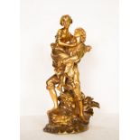 Couple of Lovers in gilt bronze, 19th century French school