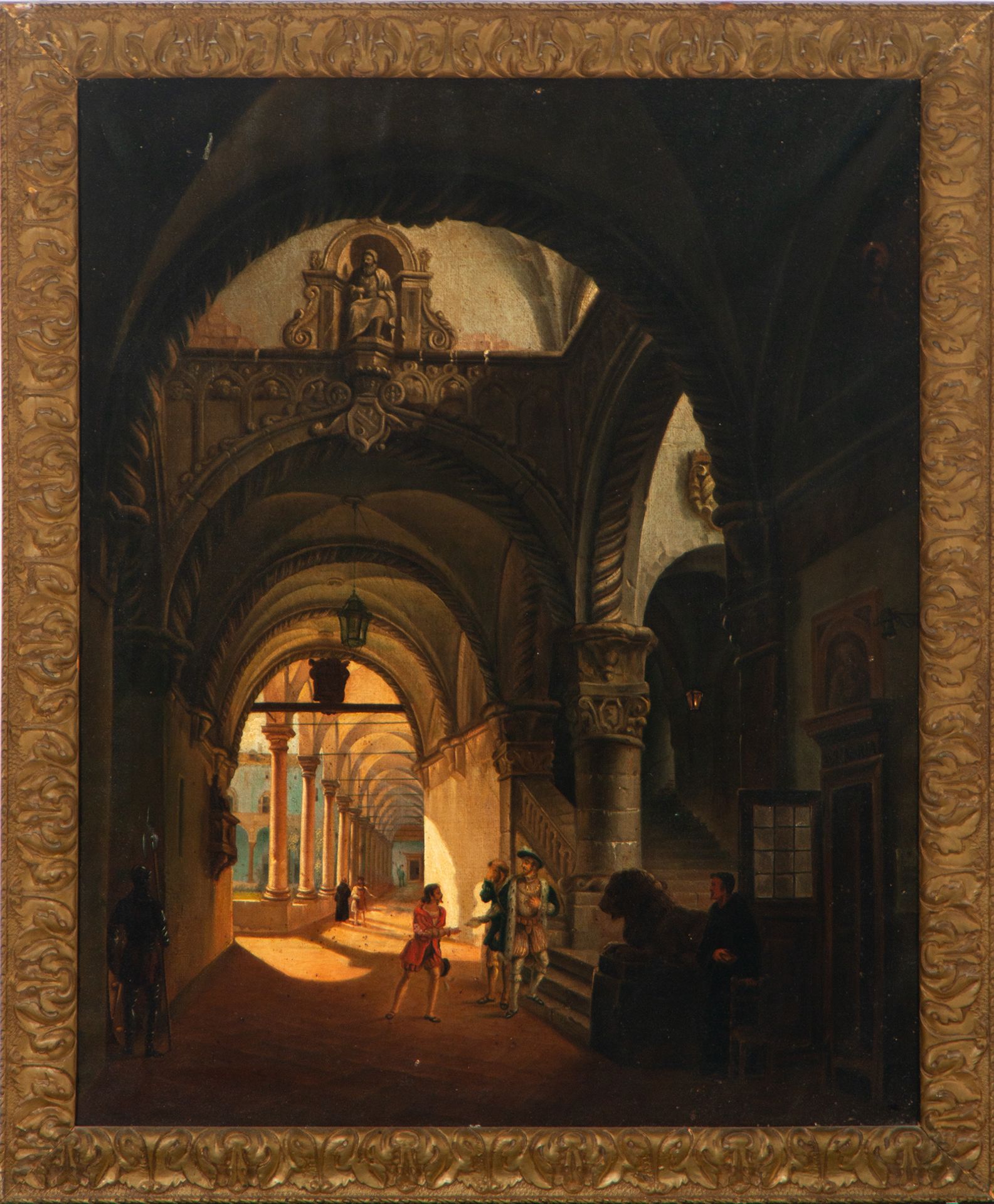 Interior of a Palace, 19th century Spanish school, following Renaissance models