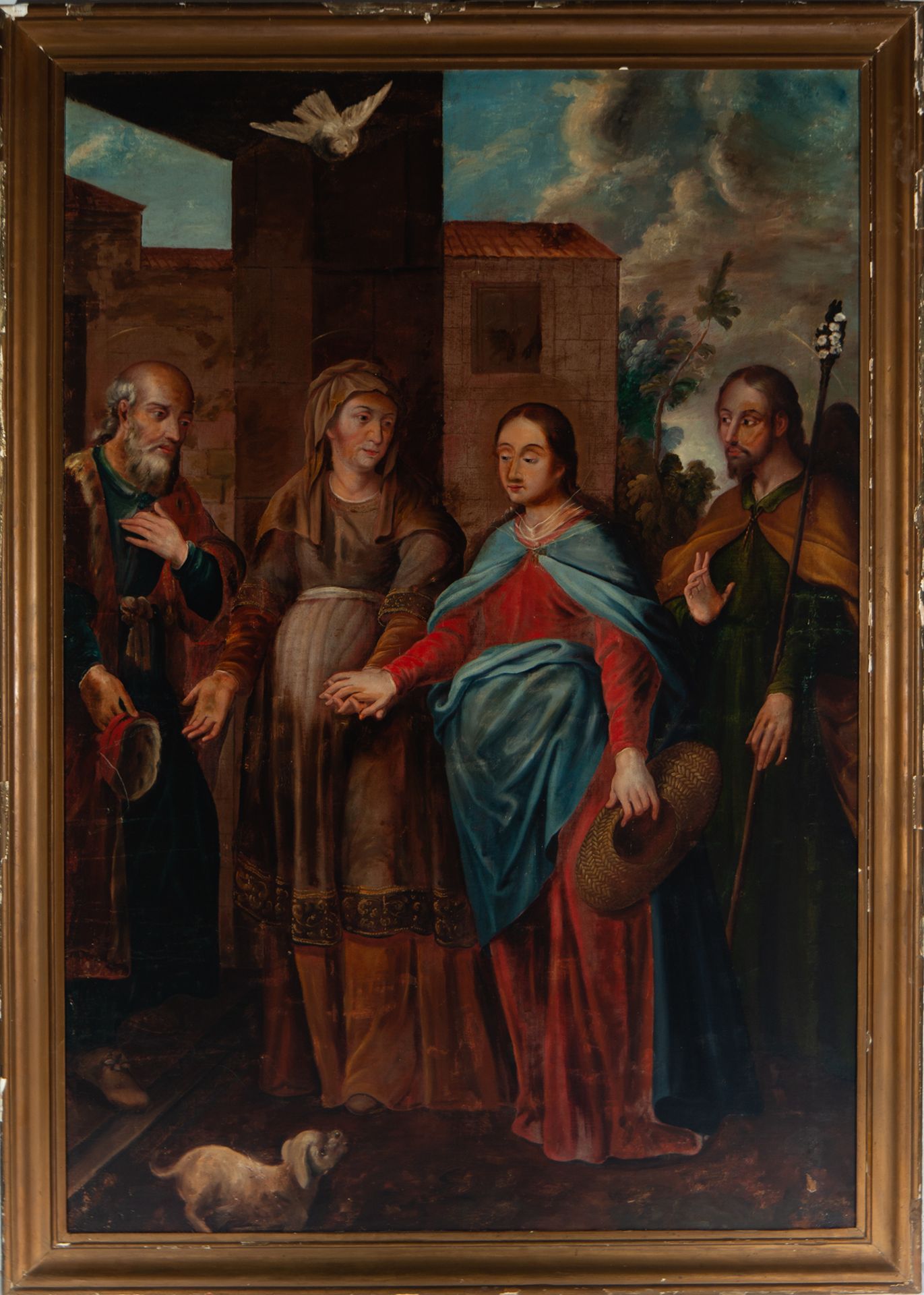 Holy Family with Sainte Anne and Saint Joachim, Novohispanic colonial school from the 18th century