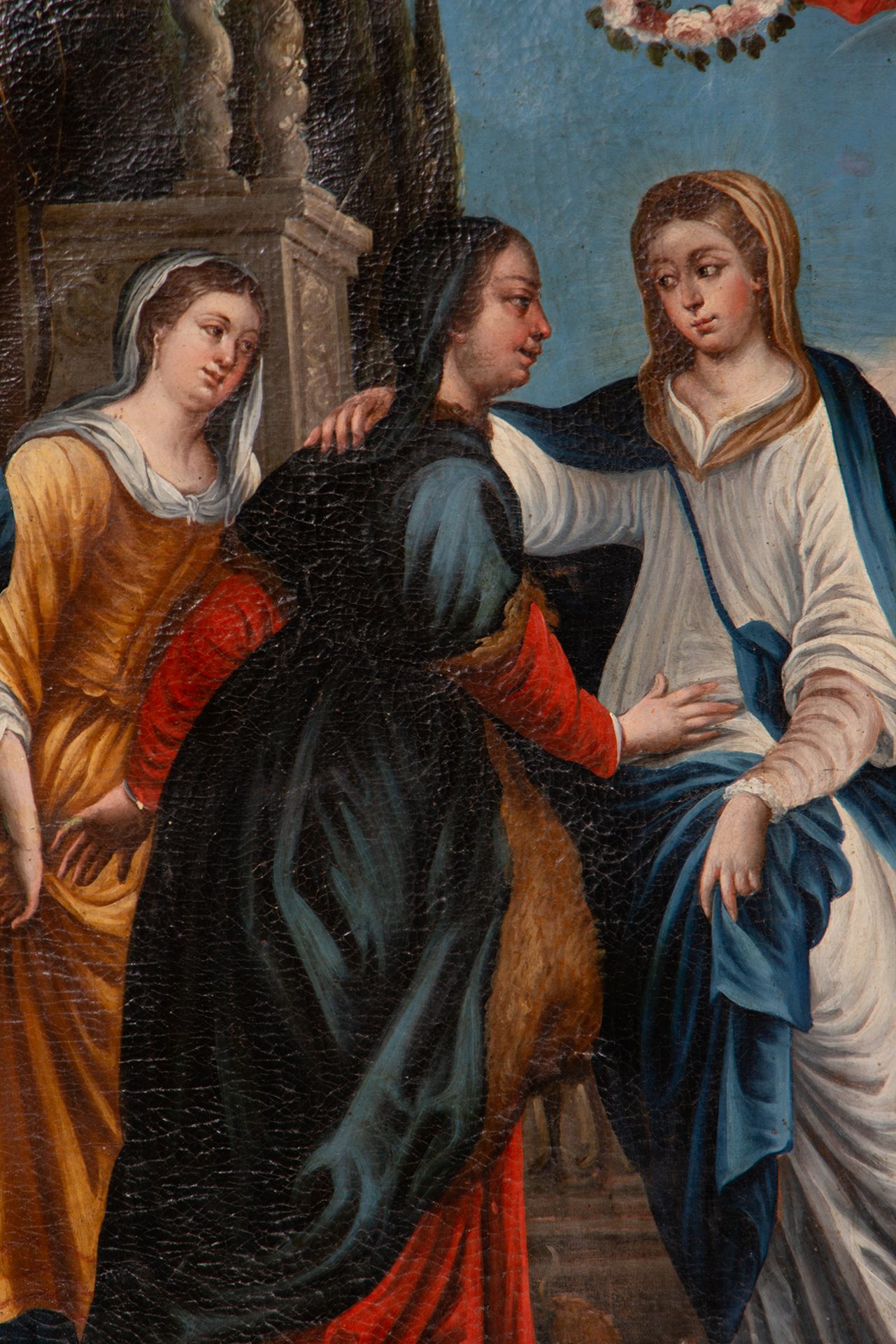 Coronation of the Virgin before Saint Anne and Saint Joachim, 17th century Spanish school - Bild 7 aus 10