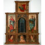 Altarpiece in Plateresque style with six panels. Spain, XVI - XVII centuries