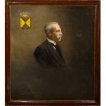 Portrait of Gentleman with Heraldic Shield, Spanish school of the XIX - XX centuries, signed PP Moli