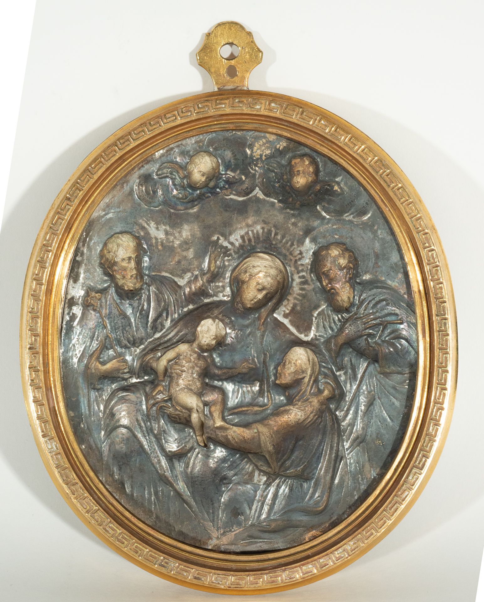 Neapolitan oval in embossed silver with bronze frame, Italian school of the XVII - XVIII centuries - Image 2 of 2