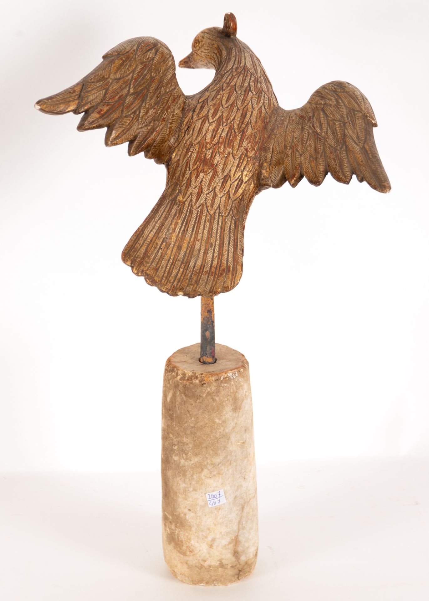 Dove representing the Holy Spirit in gilded wood, possibly Mexican colonial school, 17th century - Bild 11 aus 11