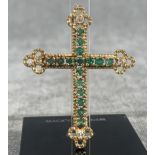 Cross Pendant in Gold and Emeralds