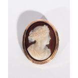 Gold brooch with Lady's Cameo, 19th century