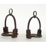 Pair of Spanish wrought iron stirrups, 17th century