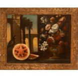 Still Life with Flowers and Watermelon, 17th century Majorcan school