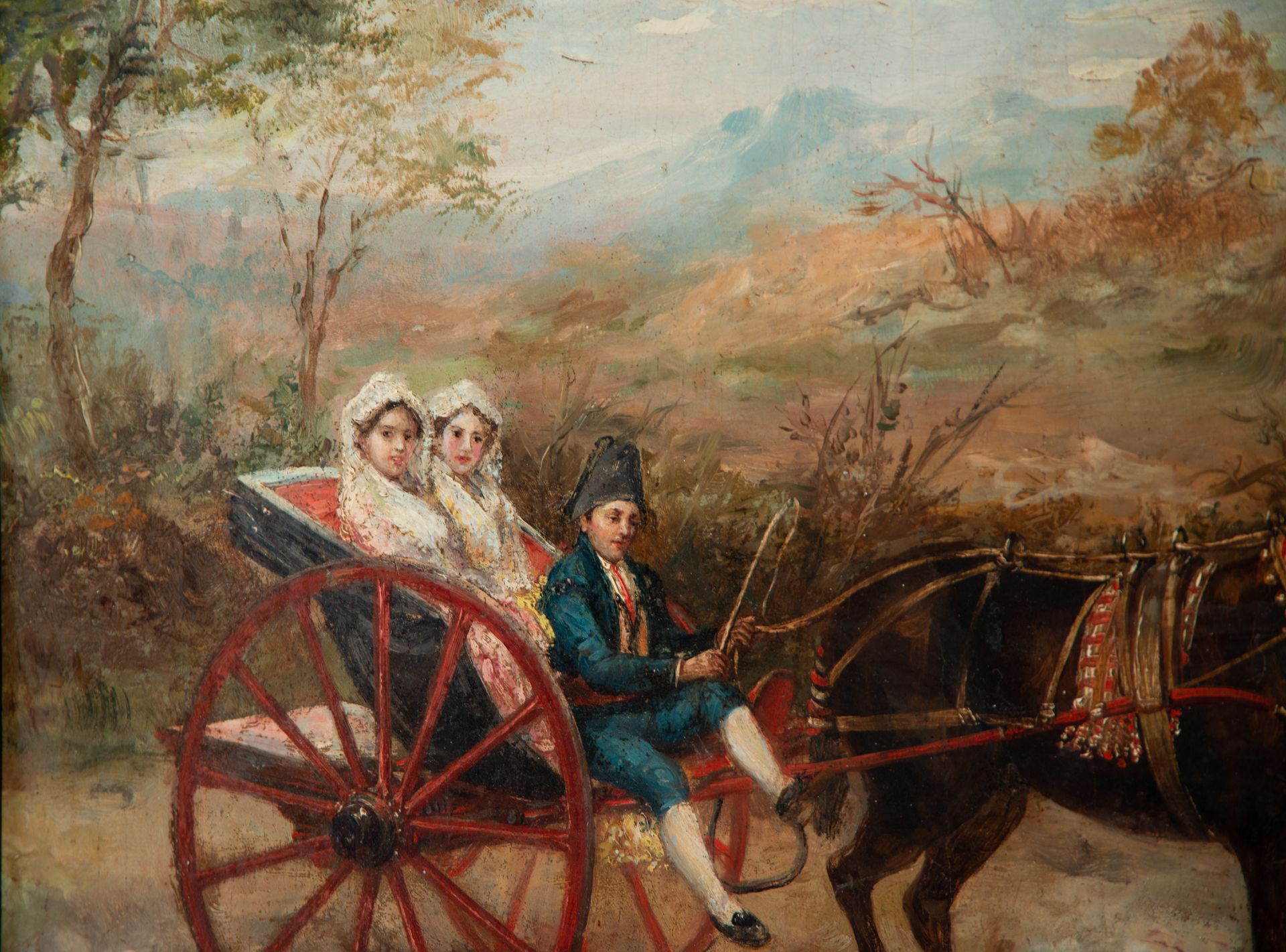 Spanish Ladies in a Carriage, Andalusian school of the 19th century - Bild 4 aus 6