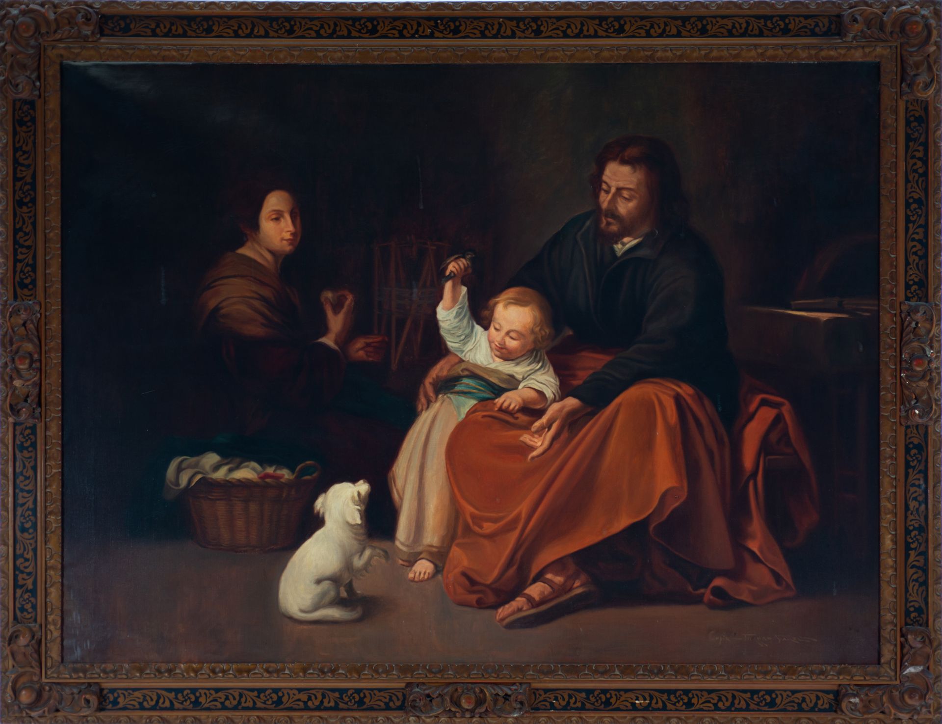 "Holy Family", following the models of Bartolomé Esteban Murillo, 19th century Spanish school