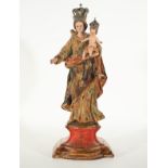 Virgin with Child, Quito colonial school from the 18th century, with silver crowns