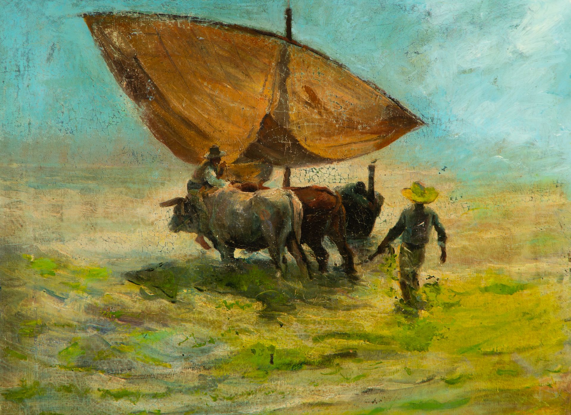 Buffaloes Plowing, Valencian school of the 19th century - Image 2 of 4
