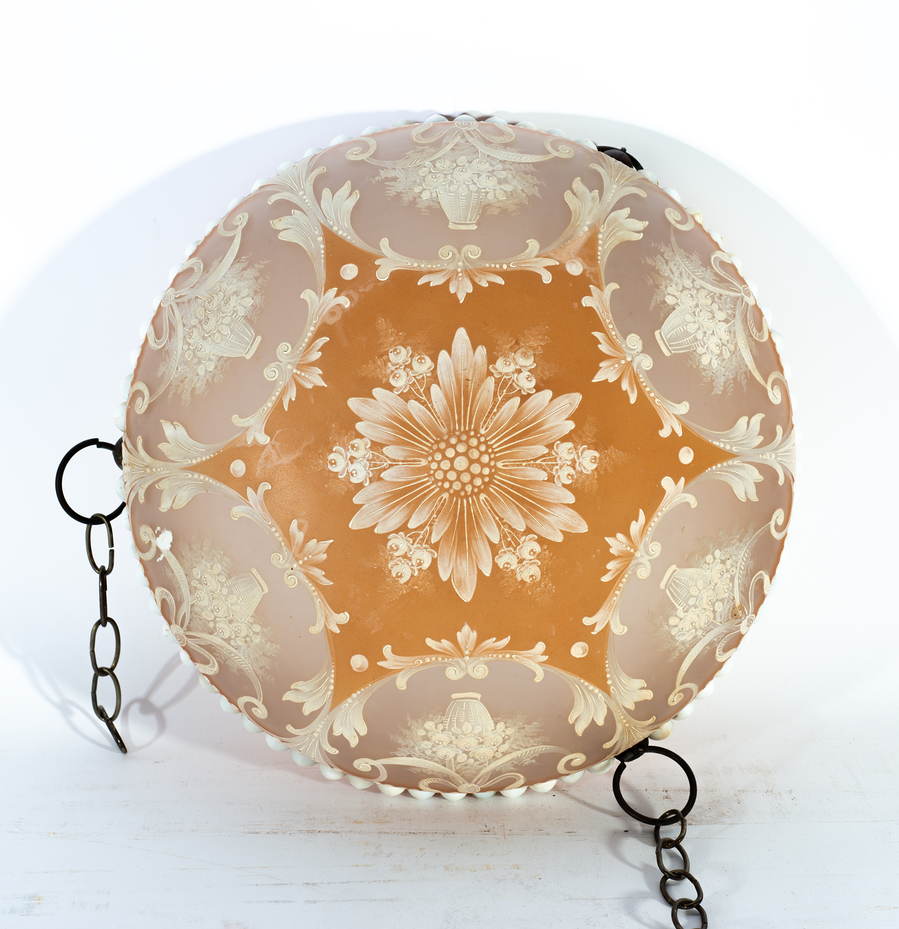 19th-Century Elizabethan Victorian Cameo Glass Ceiling Lamp - Image 3 of 3