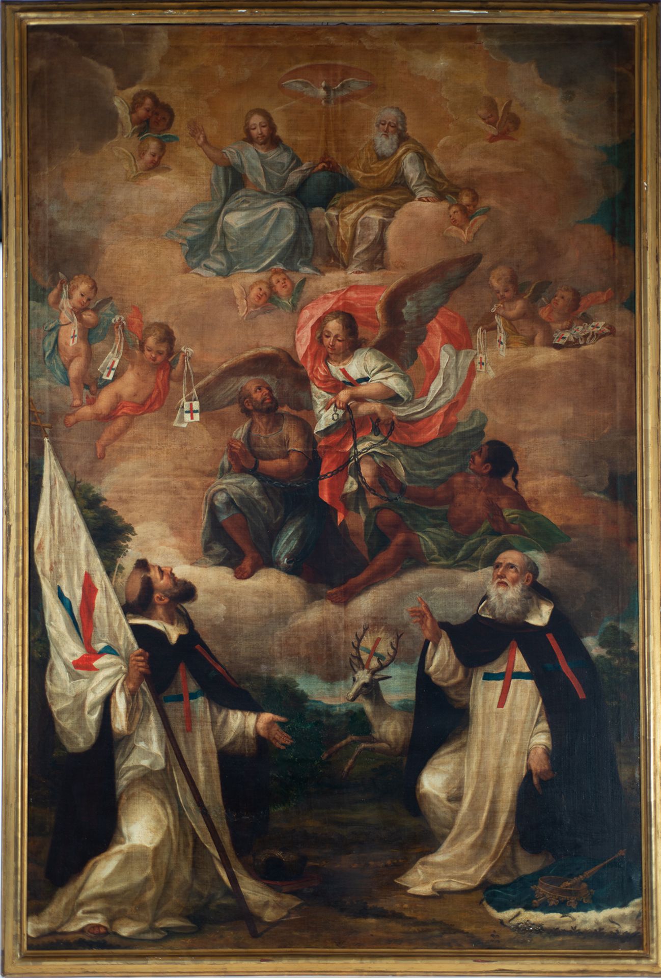 Large Trinitarian Allegory Canvas, representing San Juan de la Mata and San Félix de Valois, Catalan