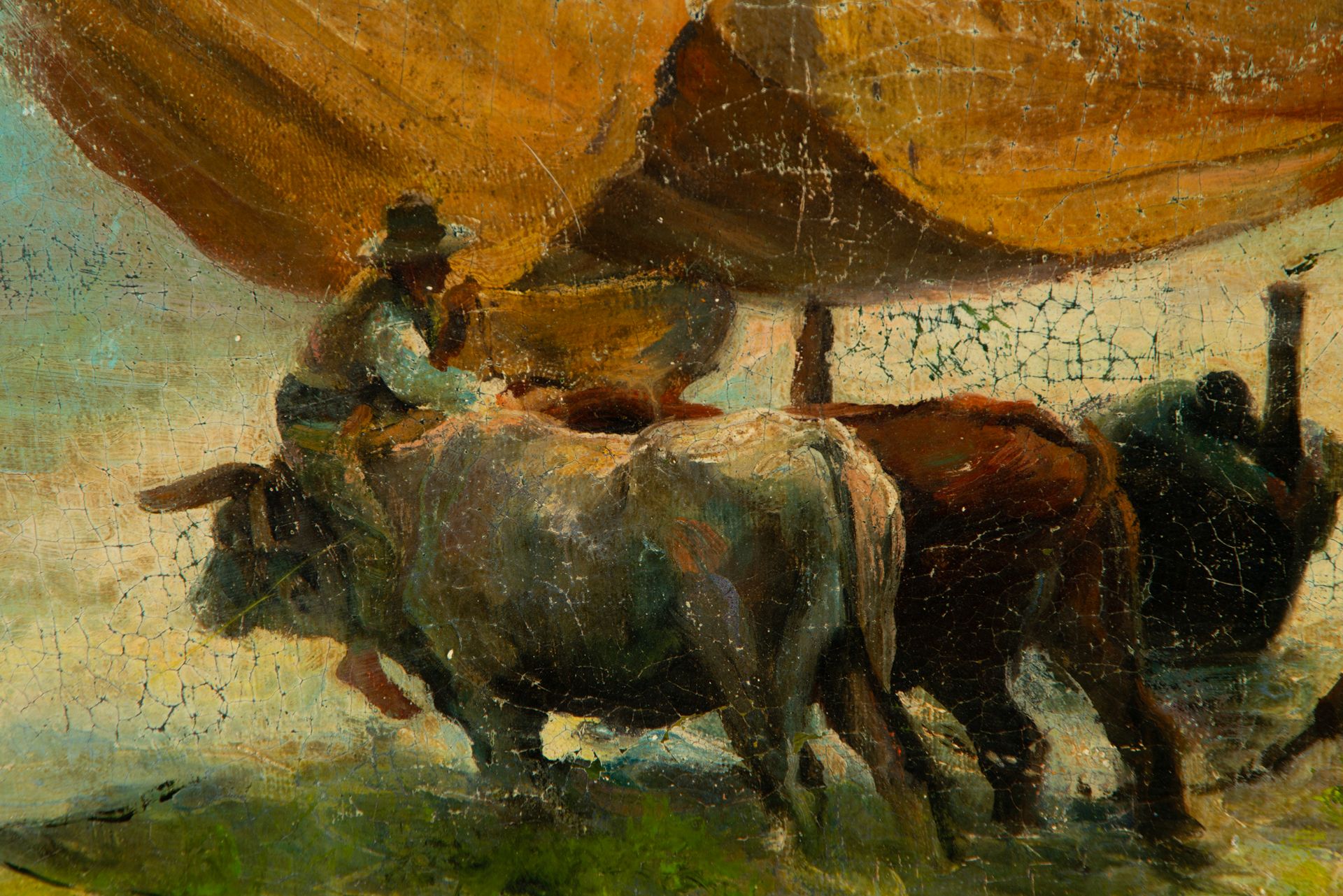 Buffaloes Plowing, Valencian school of the 19th century - Image 3 of 4