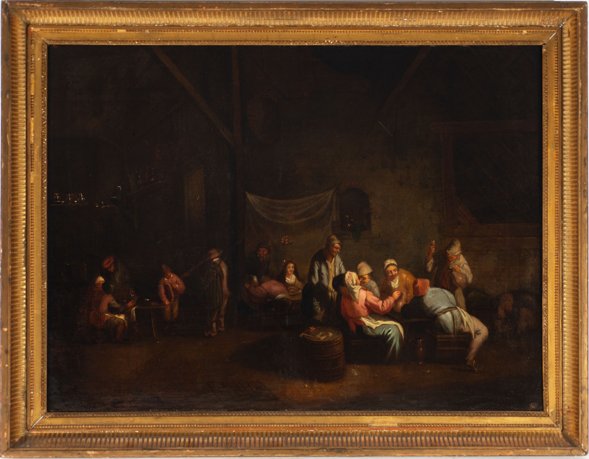 Tavern scene, signed "D. Teniers Fec.?", 17th century Flemish school