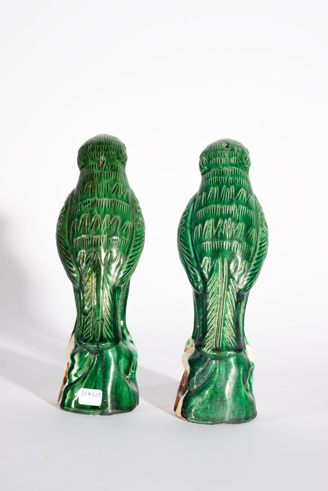 Pair of parrots in glazed stoneware, China, 19th century - Image 2 of 2