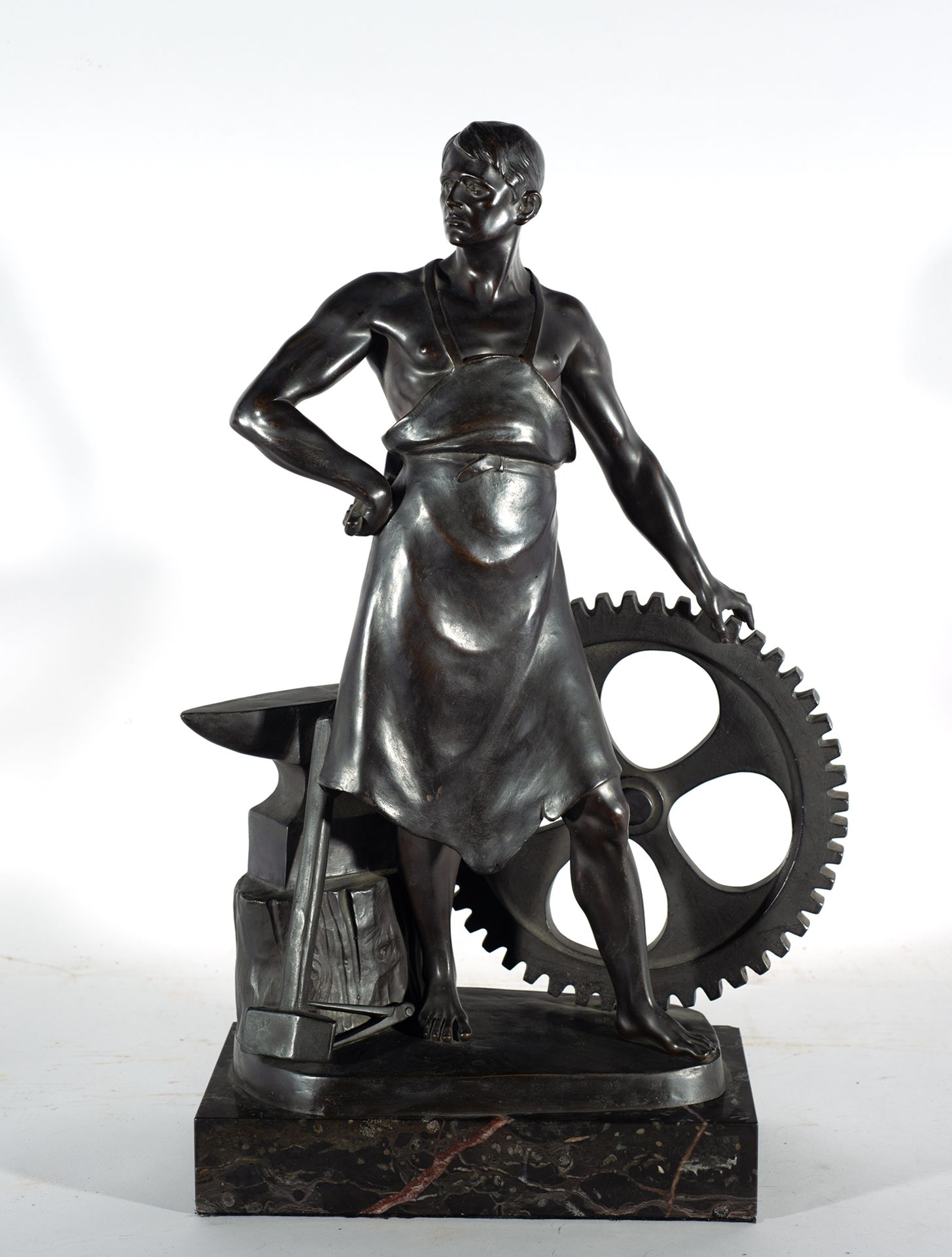 Bronze National Socialist Worker, German school, 1930s. Signed Buder Wiebrecht, Berlin - Friedenau