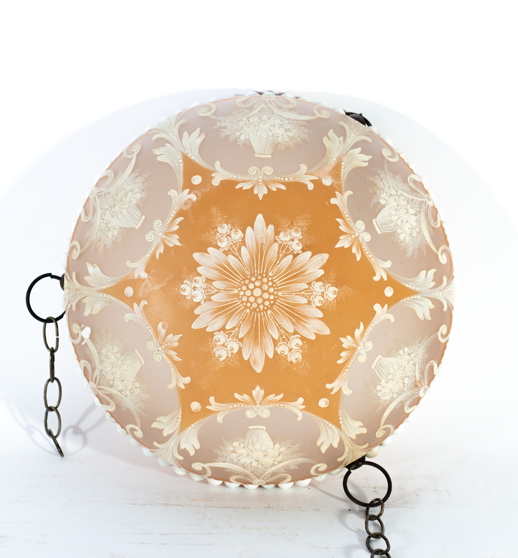 19th-Century Elizabethan Victorian Cameo Glass Ceiling Lamp - Image 2 of 3