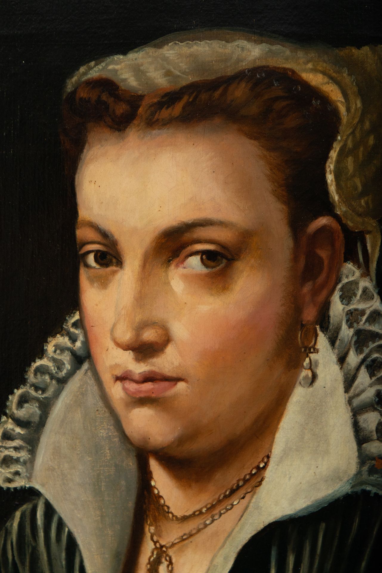 Pair of Portraits of Lady and Gentleman following Italian Renaissance models, Spanish school of the  - Bild 4 aus 12