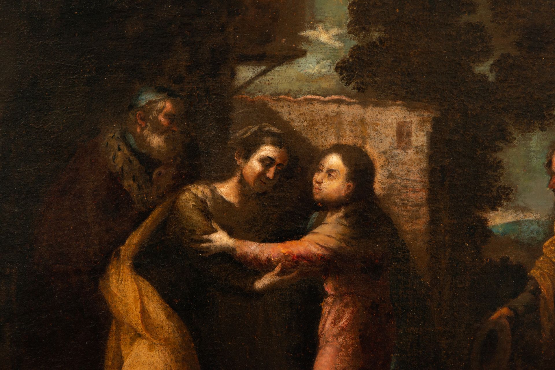 Saint Anne and Saint Joachim receiving the Virgin and Saint Joseph, 17th century Italian school - Image 3 of 5