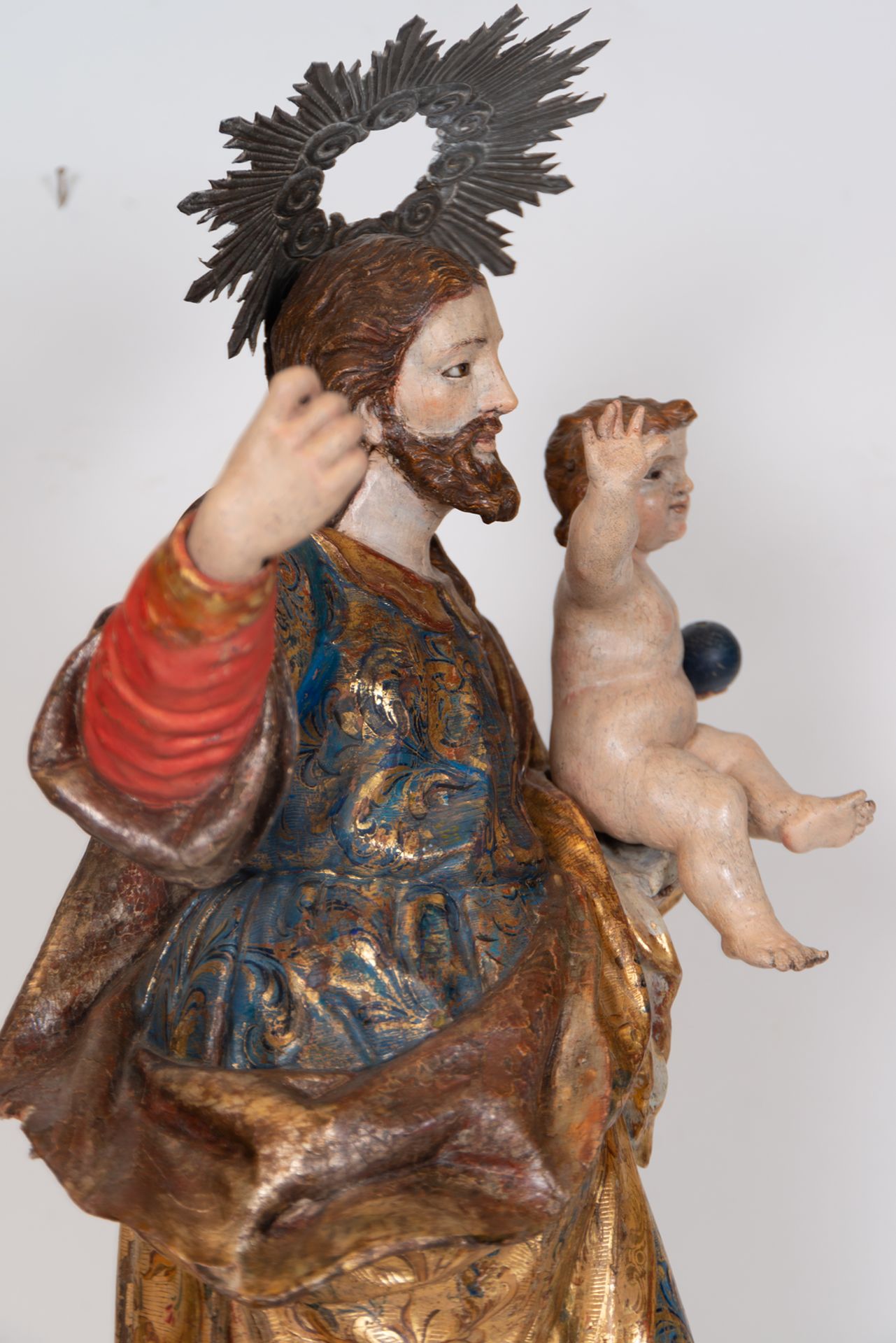 Large Saint Joseph with the Child in Arms, Andalusian baroque school of the 17th century - Bild 5 aus 7