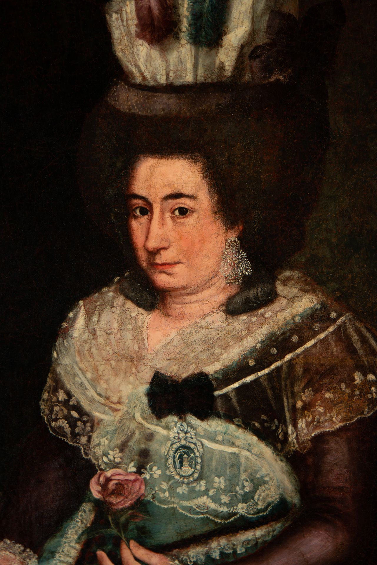 Portrait of a Lady, Puerto Rican School of the 18th century, circle of José de Campeche (San Juan, P - Image 6 of 7