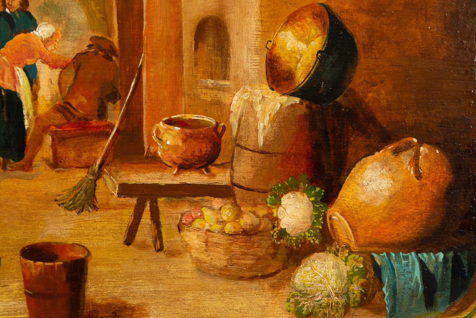 Kitchen scene, follower of David Teniers, 19th century Flemish school - Bild 5 aus 8