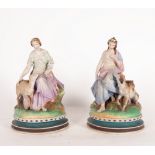 Pair of Shepherdesses in Biscuit Porcelain, Italian school of the late nineteenth century