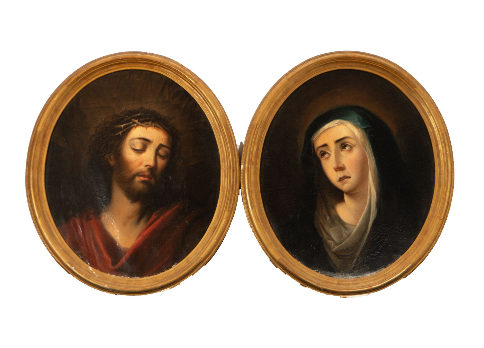 Pair of Ecce Homo and Dolorosa Ovals, follower of Bartolomé Esteban Murillo, Spanish school of the 1