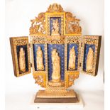 Portable Altar in Bone and Gilded and Polychrome Wood, following Renaissance models, Italian school